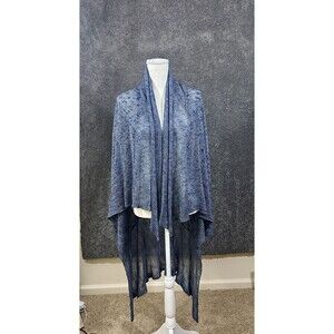 Lafayette‎ 148 New York Cardigan Sweater Blue Medium Linen Lagenlook Boho Chic